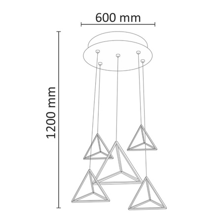 Stropní závěsné svítidlo Lustr 5x Trojúhelník 80W 120cm - GOLDLUX (Polux)