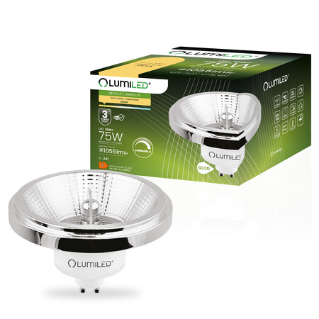 LED žárovka GU10 ES111 10W = 75W 1055lm 3000K teplá bílá 24° Silver Dimmable LUMILED