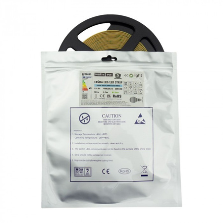 LED pásek COB 7W/m 560lm/m 480LED/m 12V 6000K studená bílá IP20 Roll 5m Ecolight