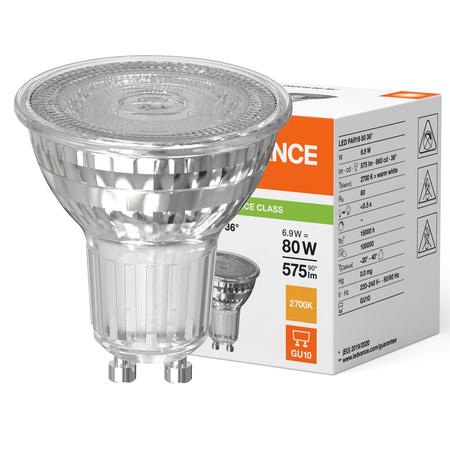 LED reflektorová žárovka GU10 PAR16 6,9W = 80W 575lm 2700K Warm 36° Ledvance