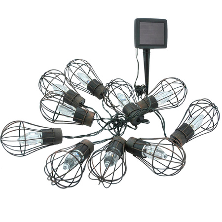 SOLAR GIRLAND zahrada DECORATED 3.8 m 10 závěsných drátěných žárovek LOFCIK 2900K