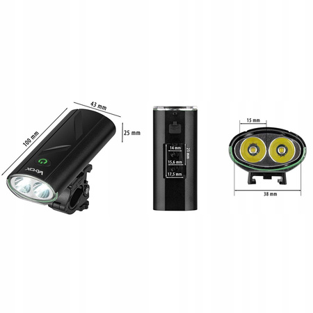 Svítilna LED Cyklistická svítilna Držák USB-C 5 režimů 260lm IPX6 VAYOX