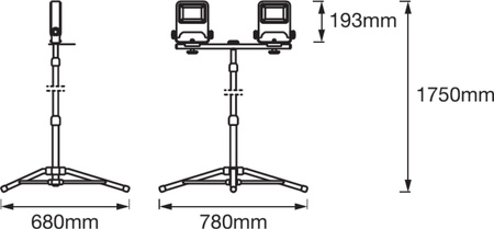 Reflektor LED 2x30W 5400lm 4000K IP65 na stojanu LEDVANCE PRACOVNÍ SVÍTIDLO TRIPOD Pracovní přenosný