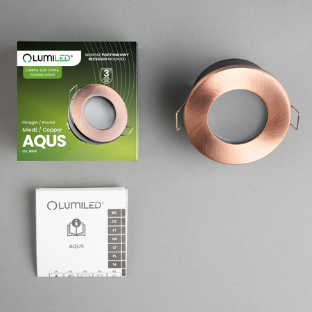 Halogenová Osvětlení Podhledová Koupelnová Hermetická GU10, IP44 Stálá Měděná AQUS LUMILED