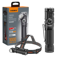 Ruční LED svítilna 10W 1000lm 8 Tyb USB-C Vodotěsné IP66 Videx