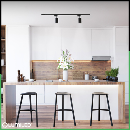 Osvětlovací lišta 1m + 2x reflektor lištový, GU10 Černá SAGI LUMILED