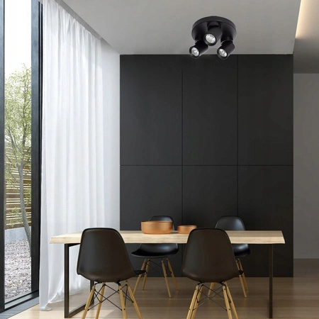 TIMO Stropní nástěnná lampa Nástěnná lampa Reflektor Pohyblivé halogenové svítidlo 3xGU10 černé kulaté LVT