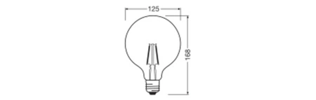 LED žárovka G125 E27 1,8W = 25W 250lm 2700K Warm 300° Filament Performance Class Ledvance