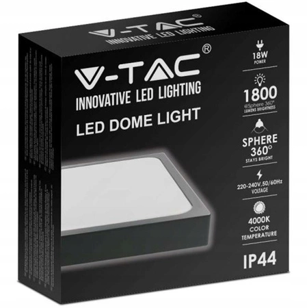 Stropní LED koupelnové panelové svítidlo 24W 2400lm 4000K IP44 30cm čtvercové černé