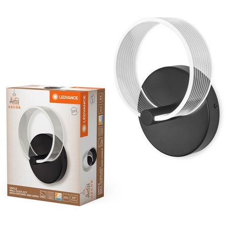 LED stropní nástěnné svítidlo Nástěnné svítidlo pro povrchovou montáž 8W 370lm CCT Dekorativní černý kruh Ledvance