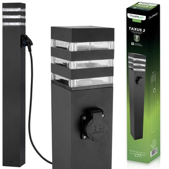 Venkovní zahradní lampa E27, LED se zásuvkou sloupek 80cm TAXUS 2 LUMILED