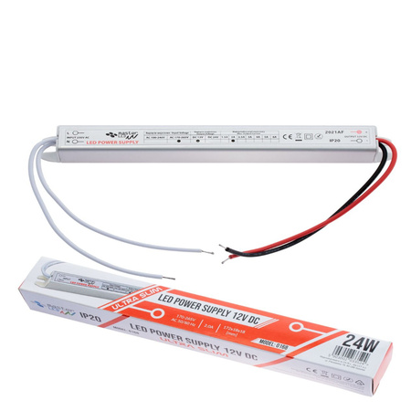 Napájení LED pásků 2A 24W 12V DC SLIM nábytkový zdroj