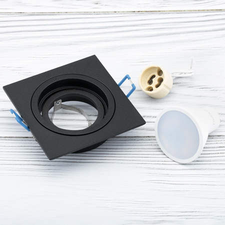 Svítidlo HALOGEN GU10 MR16 Square Black CASSIO LUMILED + LED žárovka GU10 6W = 60W 580lm Neutrální