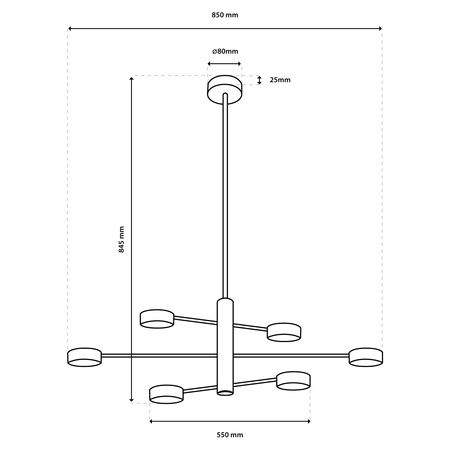 LED závěsné stropní svítidlo 6x GX53 Wall Black OVILO LUMILED