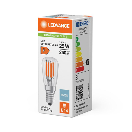 LED žárovka T26 E14 2,8W = 25W 250lm 6500K studená bílá FILAMENT LEDVANCE