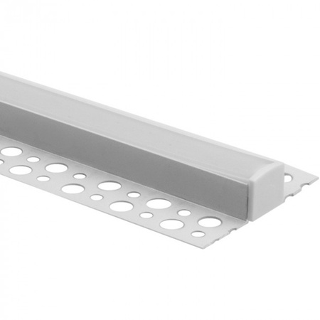 Hliníkový LED profil pro sádrokarton REGIPS Podprofil pro dlaždice bílý 2m s mléčným stínítkem pro LED pásky + koncovky GN Ecolight series