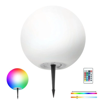 Solární zahradní lampa LED 3000K + RGB poháněná nadzemním okrasným kulovým hrotem 30 cm KOBI