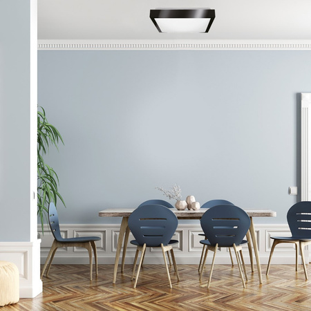 Plafond LED stropní svítidlo 41cm 2x E27 černý čtverec + 2x LED žárovka 10W 4000K Lumiled