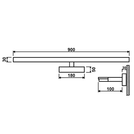 VENUS Zrcadlová lampa LED koupelnová nástěnná lampa 18W 1100lm černá a zlatá 90cm