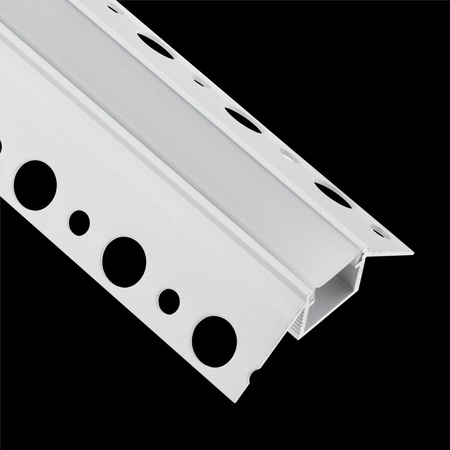 Podhledový Architektonický Rohový Hliníkový Profil Typ Z pro LED do Sádrokartonových Desek, 2m + Mléčná Krytka LUMILED