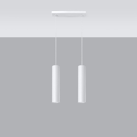 LAGOS 2 2xGU10 Minimalistické bílé závěsné stropní svítidlo SOLLUX