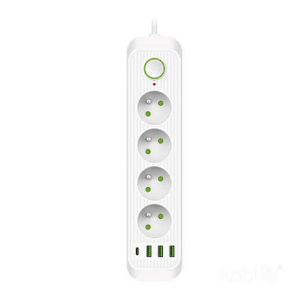 Prodlužovací kabel CONNECTO 4x230V 3m 4GN Zemní jistič 4xUSB Bílá Kobi