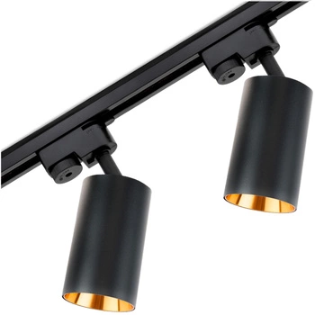 Osvětlovací lišta 1m + 2x reflektor lištový, GU10 Černá Zlatý SAGI LUMILED