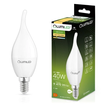 Žárovka LED E14, BA35 5W = 40W 470lm 3000K Teplá bílá 180° LUMILED