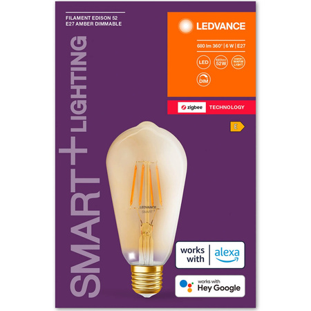 LED žárovka E27 ST64 6W 680lm 2400K Teplá bílá Filament LEDVANCE SMART+ ZigBee Dimmable