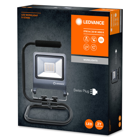 LED reflektor s baterií Přenosné pracovní světlo 30W 2700lm 4000K IP65 Graphite Worklight Ledvance