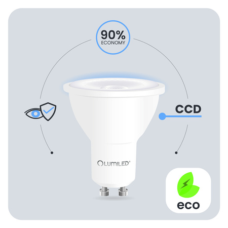 10x LED žárovka GU10 s reflektorem PAR16 5,2W = 55W 720LM 6500K studená bílá 38° LUMILED