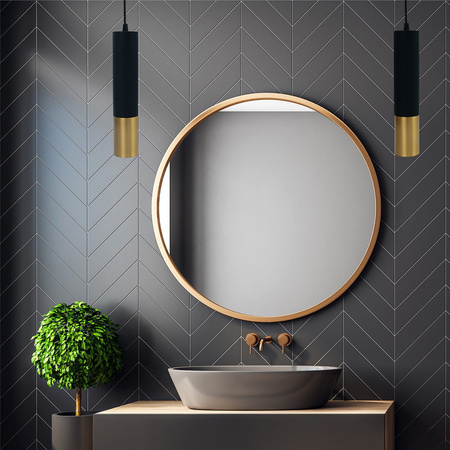 Stropní závěsné svítidlo 1xGU10 CIRUS převislá tuba černo-zlatá 29cm