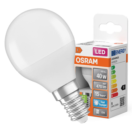 LED žárovka P45 kapka E14 4,9W = 40W 470lm 6500K studená bílá 150° STAR CLASSIC Osram