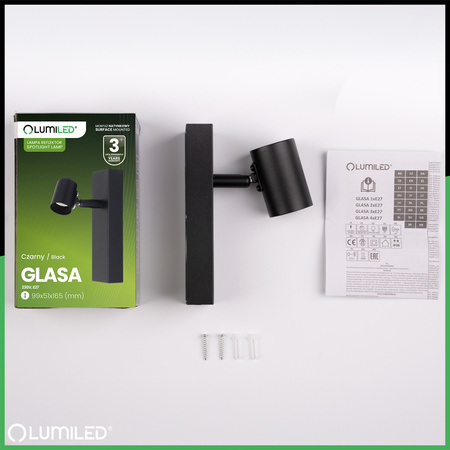 Nástěnné svítidlo LED Spot E27 GLASA Black Lumiled