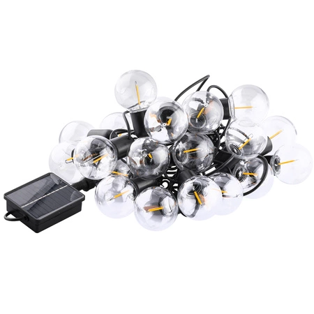 LED Solární řetěz, 20x LED Ozdobné Kuličky 11.58m 3000K Teplá bílá LOVO LUMILED