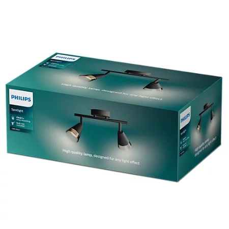 Stropní bodové svítidlo pro povrchovou montáž 2x GU10 Black Cleft Philips