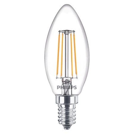 4x LED žárovka E14 svíčka B35 4,3W = 40W 470lm 2700K teplá bílá 300° FILAMENT Essential Philips