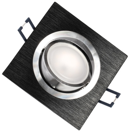Halogenová Podhledové svítidlo GU10, Nastavitelná Čtvercová Černá kartáčovaná LUMILED