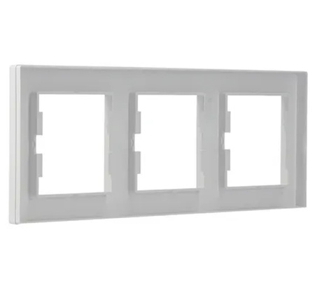 3-násobný horizontální rám pro trojzásuvku. bílá ASFORA