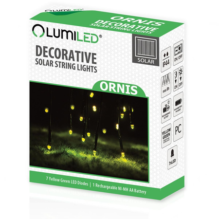 LED Solární řetěz, 7x LED Ozdobné Bodové Světla ORNIS LUMILED