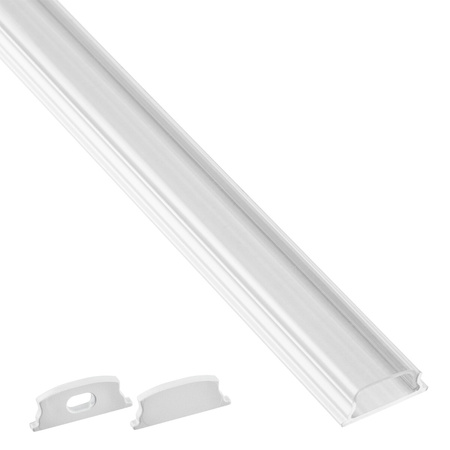 Povrchový Hliníkový Profil pro LED KM34, Stříbrný 1m + Průhledná Krytka + Záslepky LUMILED