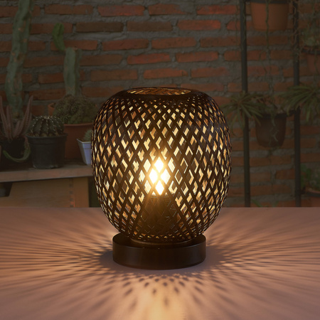 Dekorativní stolní lampa E27 Black BAMBOO NATURAL Sanico Goldlux
