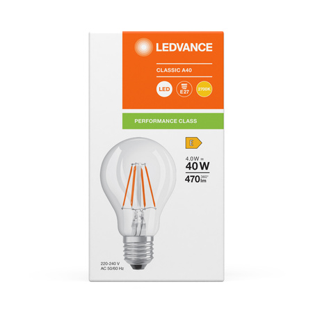 LED žárovka A60 E27 4W = 40W 470lm 2700K teplá bílá FILAMENT LEDVANCE