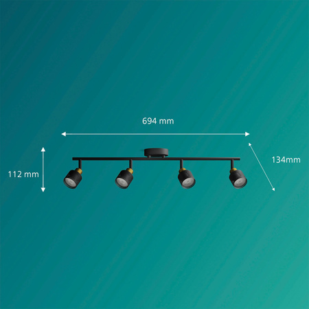 Reflektorové stropní svítidlo 4x GU10 černá-měď Niall Philips