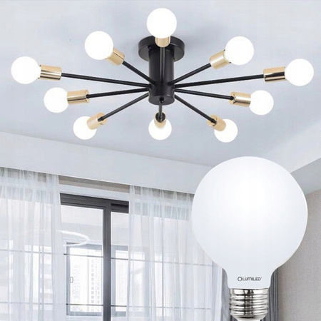 3x Žárovka LED E27, G95 8W = 75W 4000K Neutrální bílá Globe Mléčná Filament LUMILED