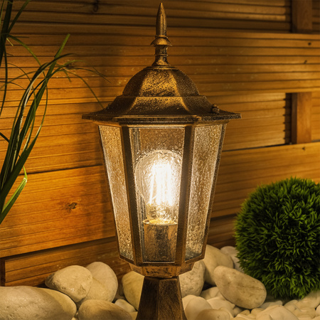 Venkovní zahradní lampa E27, LED nízký sloupek, lucerna, 40cm, Patina, BELLIS LUMILED