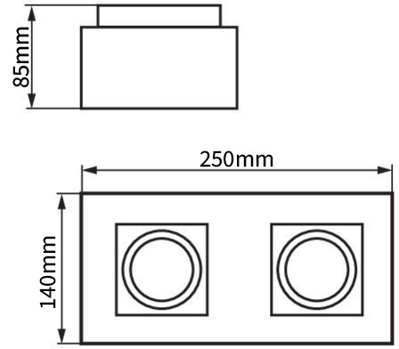 Svítidlo HALOGEN pro povrchovou montáž Pohyblivé 2x GU10 Obdélníkové bílé 85mm NEMO