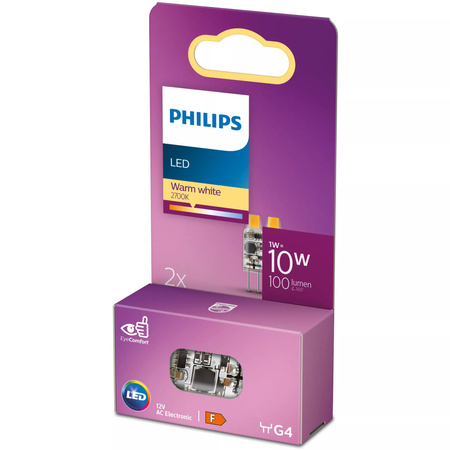 2x LED žárovka G4 Capsule 1W = 10W 100lm 2700K Warm 12V Philips