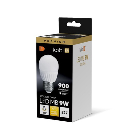 LED žárovka E27 9W 900lm 3000K Teplá bílá 200° KOBI