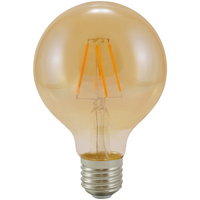 LED žárovka E27 G80 4W = 18W 320lm 2000K Teplá bílá 360° vlákno GOLDLUX (Polux)